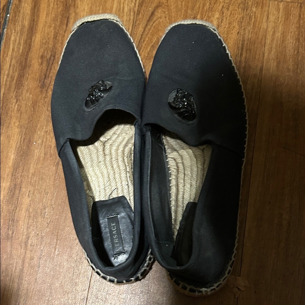 Versace Black Espadrilles with Embellished Detail